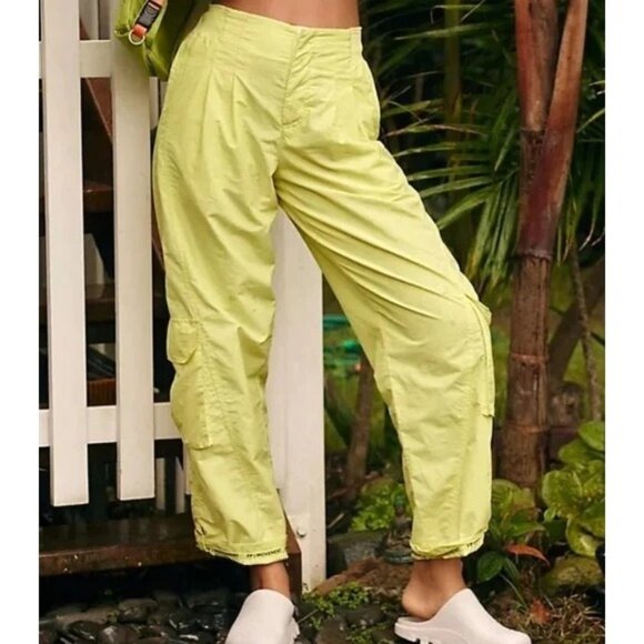 Free People Pants - Free People FP Movement Size S Yellow Cotton Blend Mesmerize Me Cargo Pants
